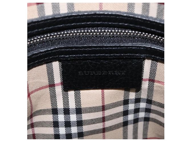 BURBERRY Schultertasche aus Leder Schwarz Silber Auth hk4156A - Ansicht 20