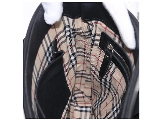 BURBERRY Schultertasche aus Leder Schwarz Silber Auth hk4156A - Ansicht 22