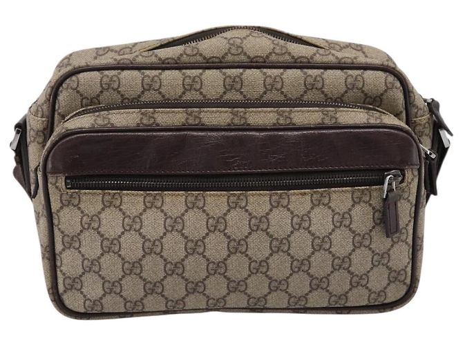 Borsa a Tracolla GUCCI GG Supreme PVC Beige Silver 114531 Auth 206613 Argento - vista 13