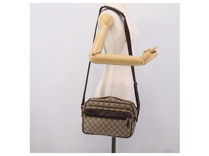 Borsa a Tracolla GUCCI GG Supreme PVC Beige Silver 114531 Auth 206613 Argento - vista 25