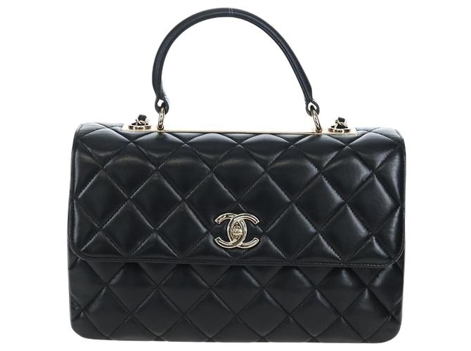 Borsa CHANEL Matelasse Trendy CC in pelle d'agnello 2way Nero Oro CC Auth 206325SV D'oro - vista 13