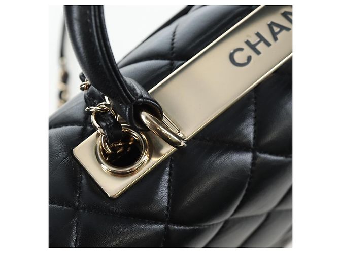 Borsa CHANEL Matelasse Trendy CC in pelle d'agnello 2way Nero Oro CC Auth 206325SV D'oro - vista 22