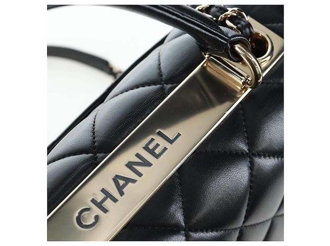 Borsa CHANEL Matelasse Trendy CC in pelle d'agnello 2way Nero Oro CC Auth 206325SV D'oro - vista 23