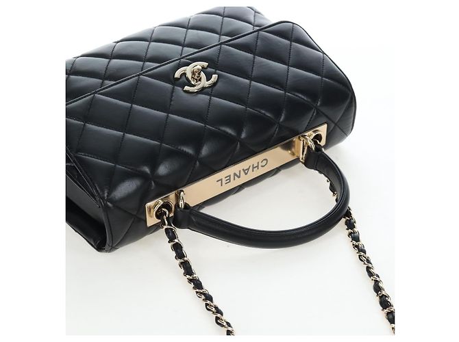 Borsa CHANEL Matelasse Trendy CC in pelle d'agnello 2way Nero Oro CC Auth 206325SV D'oro - vista 6