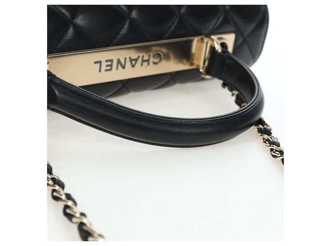 Borsa CHANEL Matelasse Trendy CC in pelle d'agnello 2way Nero Oro CC Auth 206325SV D'oro - vista 7