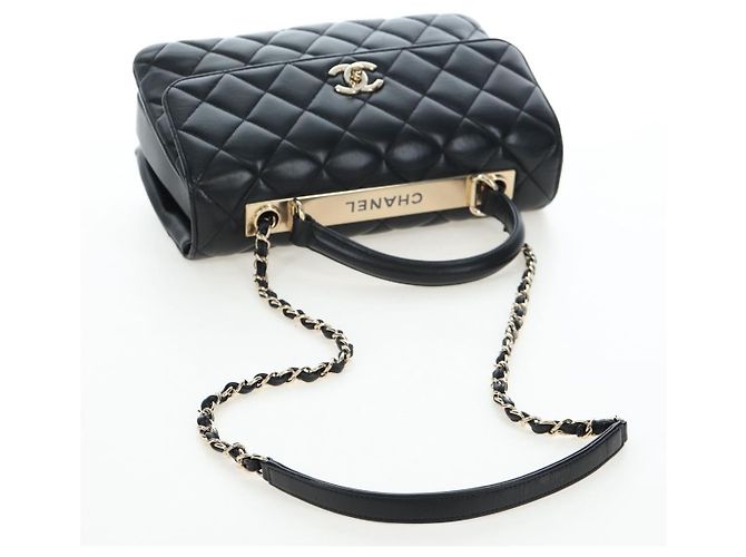 Borsa CHANEL Matelasse Trendy CC in pelle d'agnello 2way Nero Oro CC Auth 206325SV D'oro - vista 8