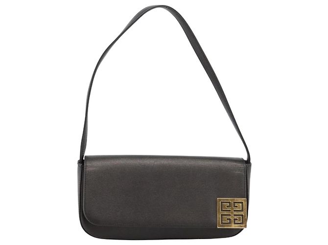 GIVENCHY Shoulder Bag Leather Black Gold Auth 205350A Golden - view 13