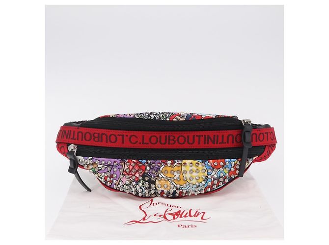 Borsello da vita Christian Louboutin Canvas Black Silver Auth 206397M Nero Argento - vista 12