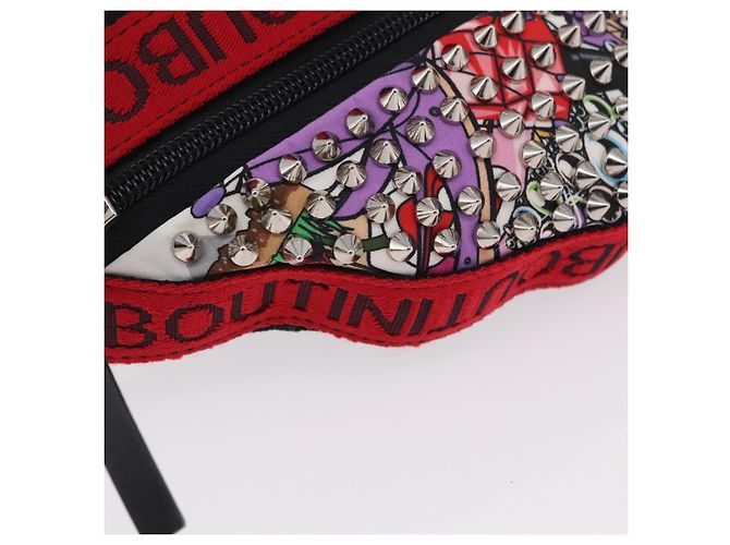 Borsello da vita Christian Louboutin Canvas Black Silver Auth 206397M Nero Argento - vista 17