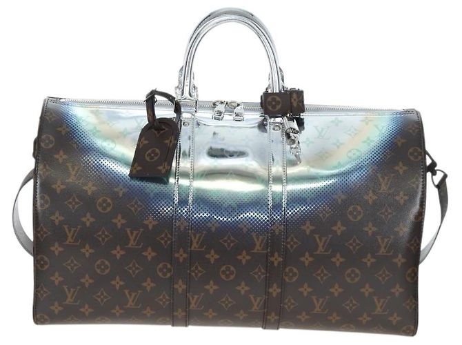 LOUIS VUITTON Metallic Nebula Keepall Bandouliere 50 M23118 Auth mr2940SM Plata Monograma - vista 13