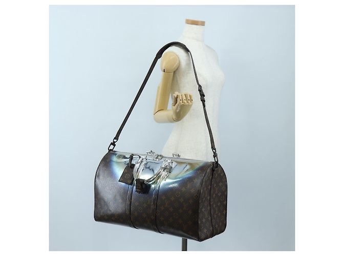 LOUIS VUITTON Metallic Nebula Keepall Bandouliere 50 M23118 Auth mr2940SM Plata Monograma - vista 34