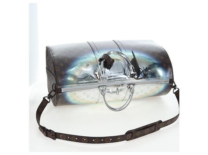 LOUIS VUITTON Metallic Nebula Keepall Bandouliere 50 M23118 Auth mr2940SM Plata Monograma - vista 6