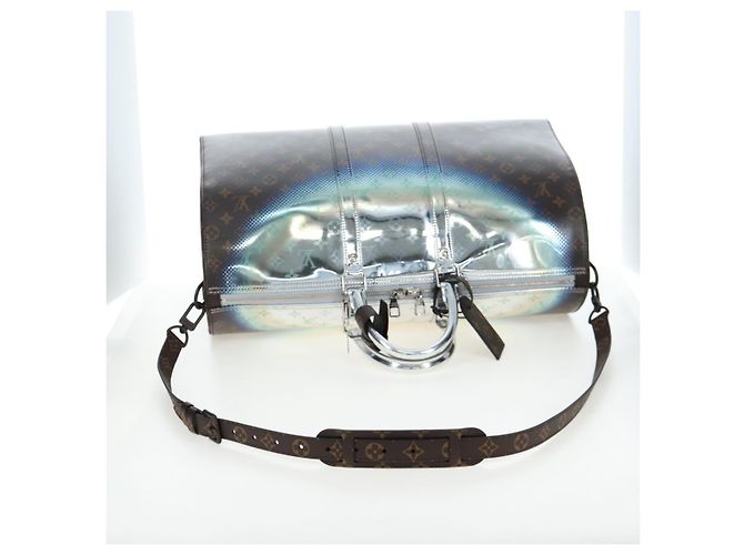 LOUIS VUITTON Metallic Nebula Keepall Bandouliere 50 M23118 Auth mr2940SM Plata Monograma - vista 8