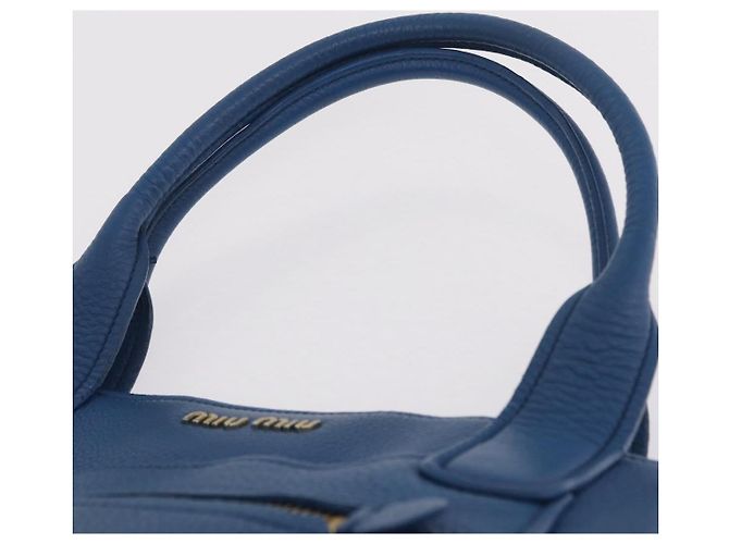 Saco Tote Miu Miu Couro Azul Ouro Auth 206248A Dourado - vista 15