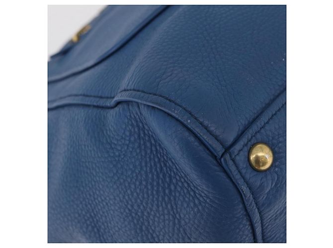 Saco Tote Miu Miu Couro Azul Ouro Auth 206248A Dourado - vista 16