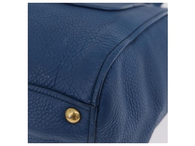 Saco Tote Miu Miu Couro Azul Ouro Auth 206248A Dourado - vista 17