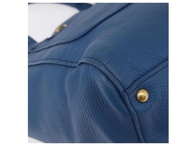 Saco Tote Miu Miu Couro Azul Ouro Auth 206248A Dourado - vista 18