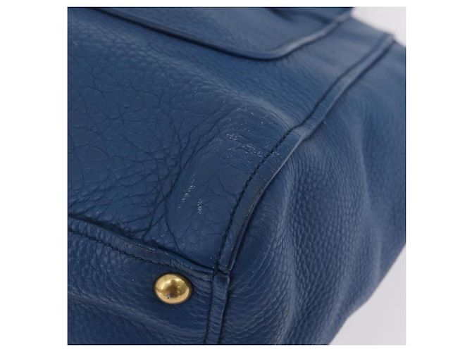 Saco Tote Miu Miu Couro Azul Ouro Auth 206248A Dourado - vista 19
