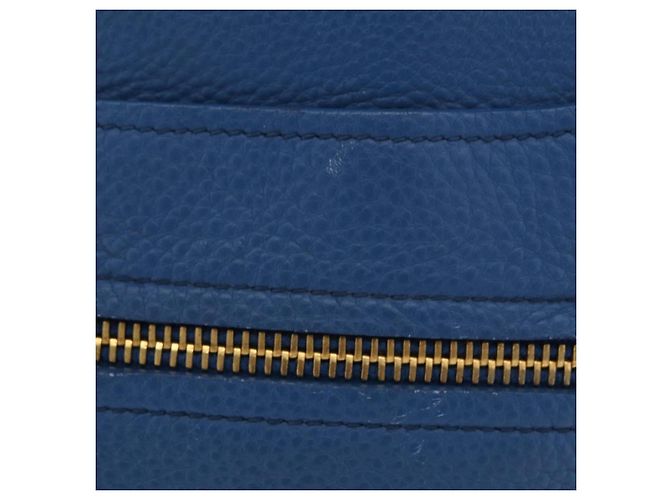 Saco Tote Miu Miu Couro Azul Ouro Auth 206248A Dourado - vista 2