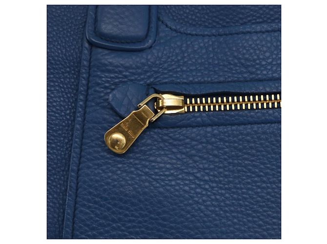 Saco Tote Miu Miu Couro Azul Ouro Auth 206248A Dourado - vista 22