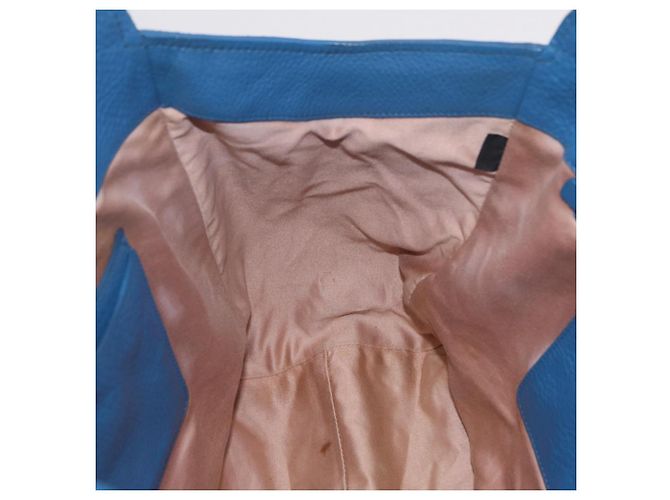 Saco Tote Miu Miu Couro Azul Ouro Auth 206248A Dourado - vista 25