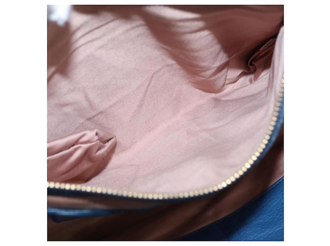 Saco Tote Miu Miu Couro Azul Ouro Auth 206248A Dourado - vista 28