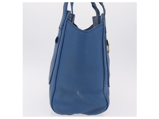 Saco Tote Miu Miu Couro Azul Ouro Auth 206248A Dourado - vista 5
