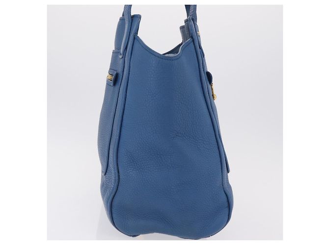Saco Tote Miu Miu Couro Azul Ouro Auth 206248A Dourado - vista 7