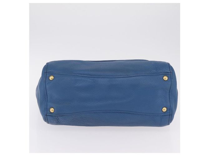 Saco Tote Miu Miu Couro Azul Ouro Auth 206248A Dourado - vista 8