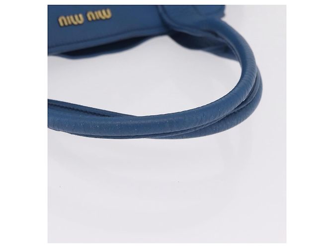 Saco Tote Miu Miu Couro Azul Ouro Auth 206248A Dourado - vista 9