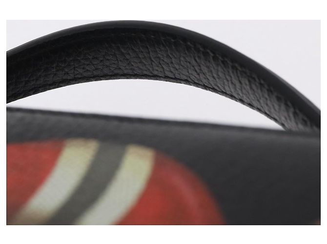 Borsa a tracolla GUCCI Snake in pelle nera e oro 453565 Auth ka6449V Nero - vista 14