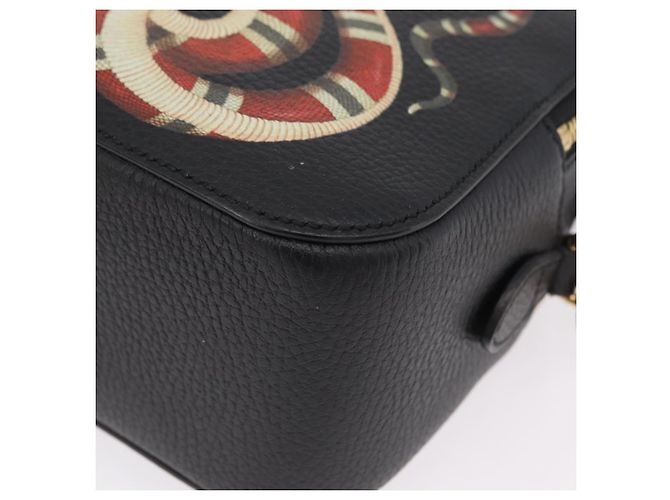 Borsa a tracolla GUCCI Snake in pelle nera e oro 453565 Auth ka6449V Nero - vista 17