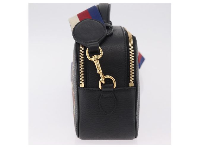 Borsa a tracolla GUCCI Snake in pelle nera e oro 453565 Auth ka6449V Nero - vista 3
