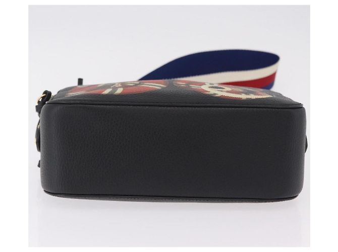 Borsa a tracolla GUCCI Snake in pelle nera e oro 453565 Auth ka6449V Nero - vista 5