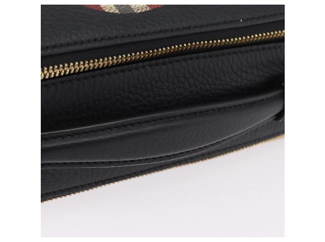 Borsa a tracolla GUCCI Snake in pelle nera e oro 453565 Auth ka6449V Nero - vista 7