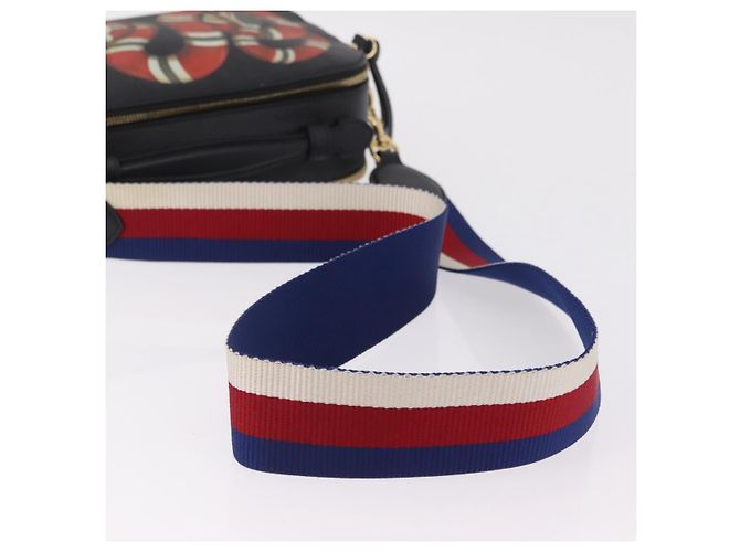 Borsa a tracolla GUCCI Snake in pelle nera e oro 453565 Auth ka6449V Nero - vista 8