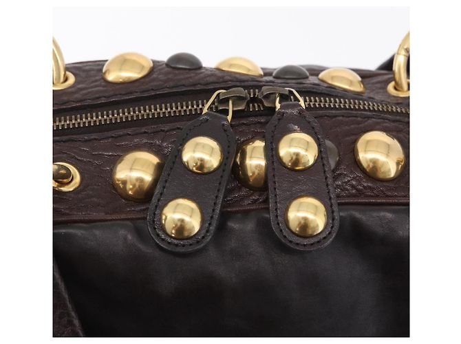 Sac à main GUCCI Histeria en cuir noir et or 209600 Auth 206458 Doré - vue 10