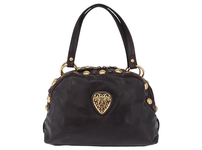 Sac à main GUCCI Histeria en cuir noir et or 209600 Auth 206458 Doré - vue 13