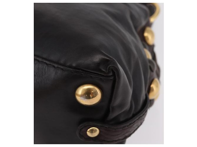 Sac à main GUCCI Histeria en cuir noir et or 209600 Auth 206458 Doré - vue 14