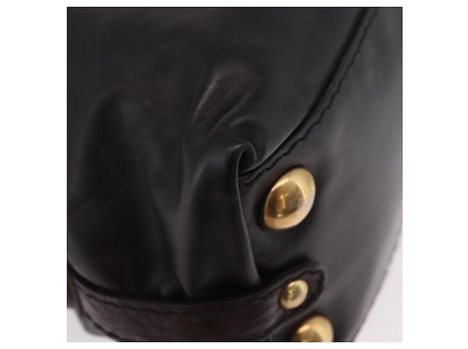 Sac à main GUCCI Histeria en cuir noir et or 209600 Auth 206458 Doré - vue 15