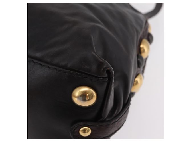 Sac à main GUCCI Histeria en cuir noir et or 209600 Auth 206458 Doré - vue 16