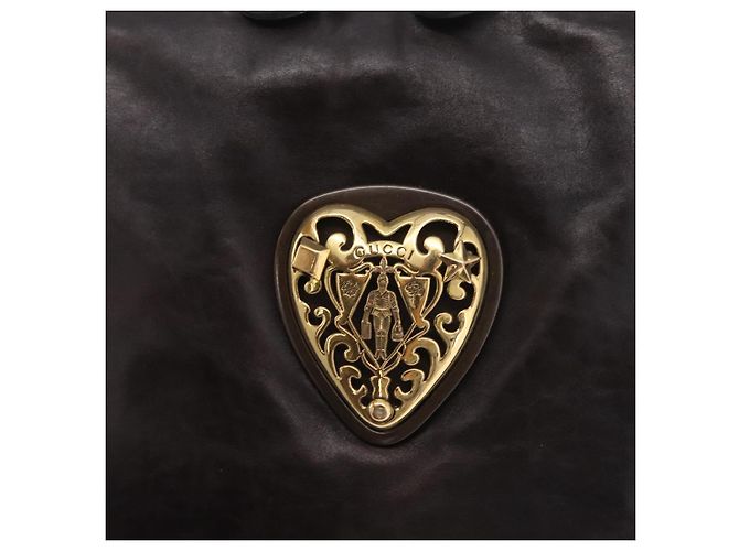 Sac à main GUCCI Histeria en cuir noir et or 209600 Auth 206458 Doré - vue 17