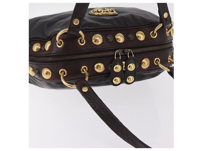 Sac à main GUCCI Histeria en cuir noir et or 209600 Auth 206458 Doré - vue 6