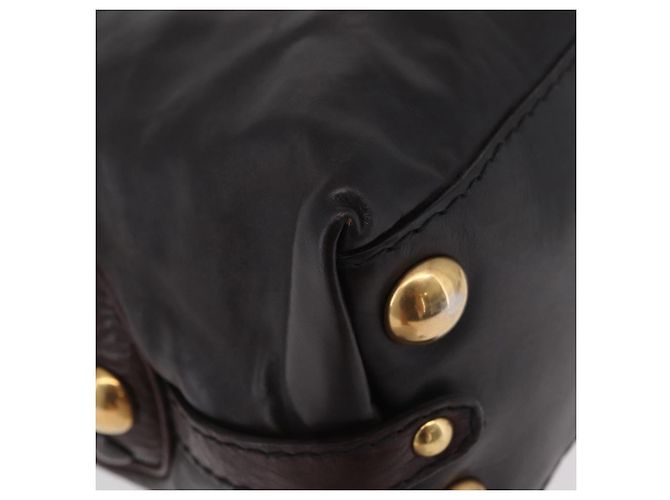 Sac à main GUCCI Histeria en cuir noir et or 209600 Auth 206458 Doré - vue 9