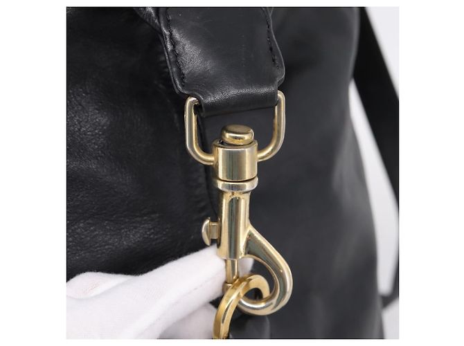 LOEWE Schultertasche aus Leder Schwarz Goldfarben Auth ka6432V - Ansicht 19