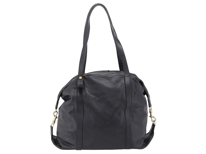 LOEWE Schultertasche aus Leder Schwarz Goldfarben Auth ka6432V - Ansicht 2