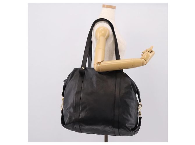 LOEWE Schultertasche aus Leder Schwarz Goldfarben Auth ka6432V - Ansicht 22