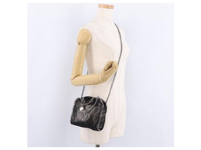 Stella Mc Cartney Stella McCartney Falabella Chain Hand Bag Polyester 2way Black Auth ka6425A Nero Argento - vista 25