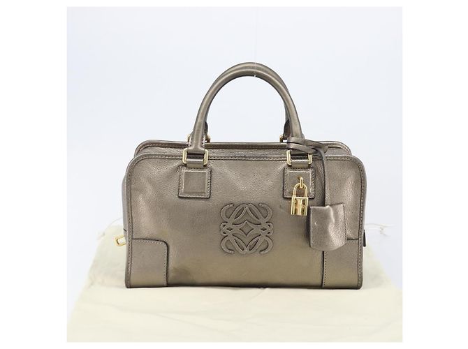 LOEWE Amazona 28 Handtasche Leder Gold Authentisch 207475V Golden - Ansicht 12