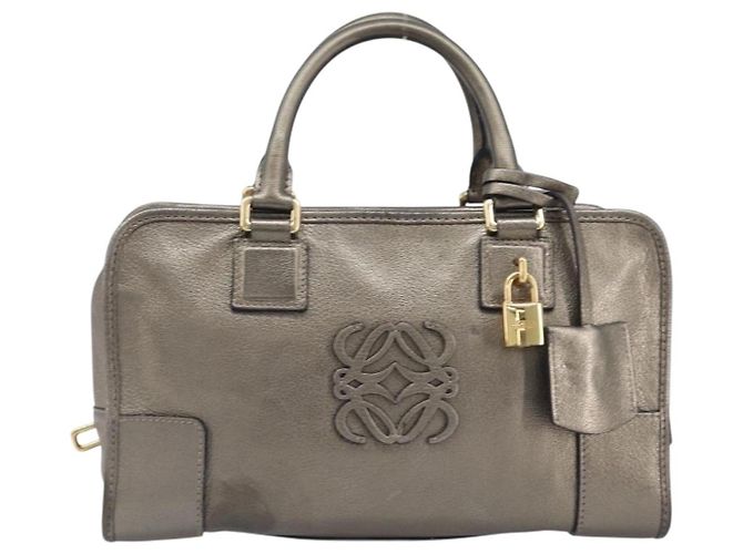 LOEWE Amazona 28 Handtasche Leder Gold Authentisch 207475V Golden - Ansicht 13